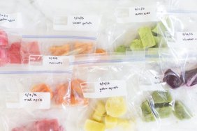 Homemade baby food stored in bags