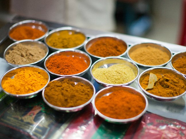 bowls of indian spices